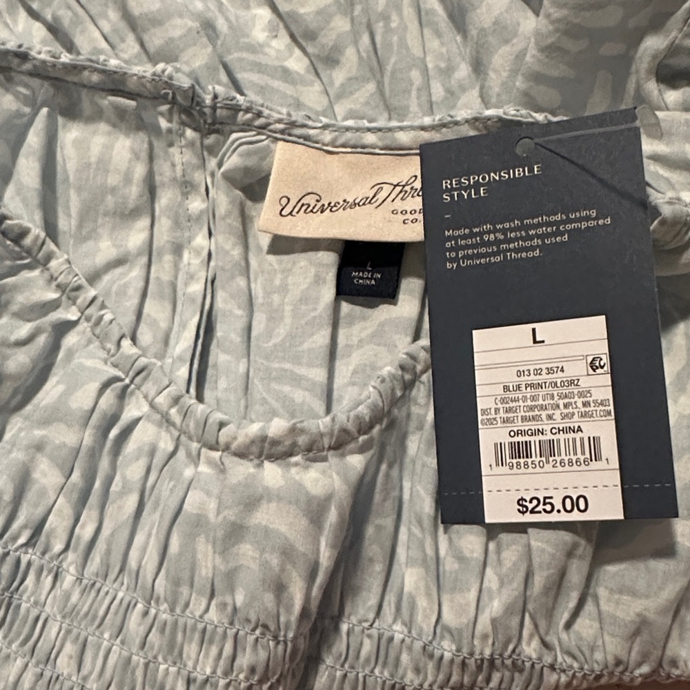 Universal Thread Blue Zebra Print Blouse - Picture 6 of 6